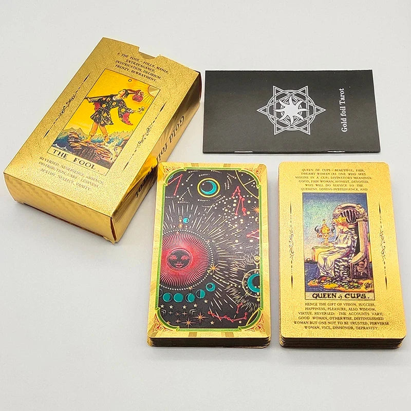 New Version Plastic Tarot Rider Waite Waterproof Gold Foil Tarot Deck With Nice PVC Package Prediction Cards Game