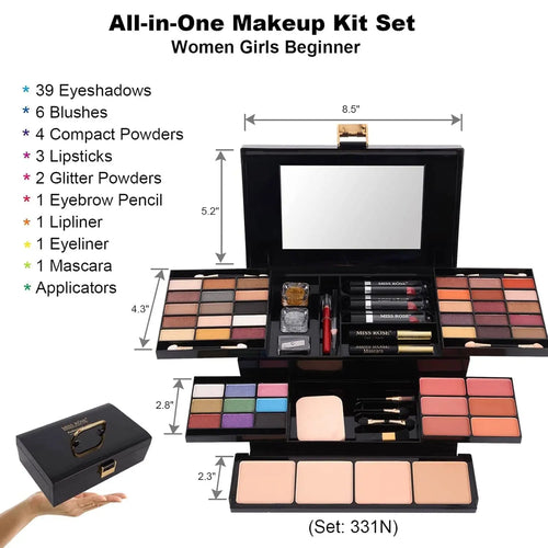 58 Professional Makeup Kit With Eyeshadow Blusher Concealer Mirror
