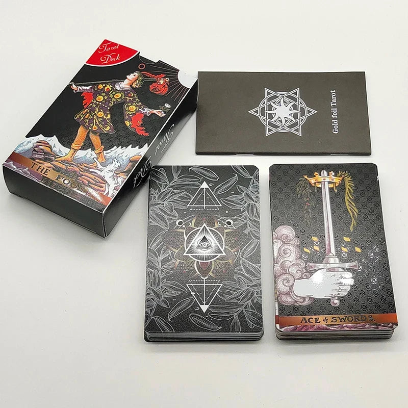 New Version Plastic Tarot Rider Waite Waterproof Gold Foil Tarot Deck With Nice PVC Package Prediction Cards Game
