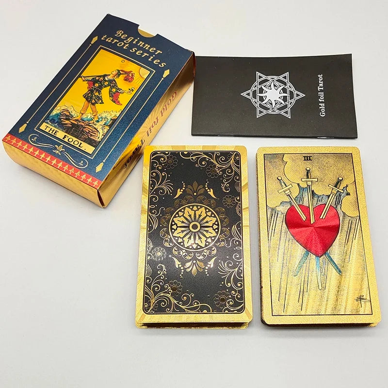 New Version Plastic Tarot Rider Waite Waterproof Gold Foil Tarot Deck With Nice PVC Package Prediction Cards Game