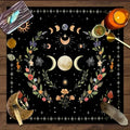 1pc Tarot Tablecloth, Altar Cloth, Moon Phase, Sun, Starry Sky, Flowers, Witchcraft, Altar Ritual Decoration Props