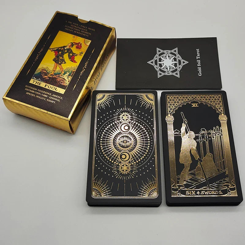 New Version Plastic Tarot Rider Waite Waterproof Gold Foil Tarot Deck With Nice PVC Package Prediction Cards Game