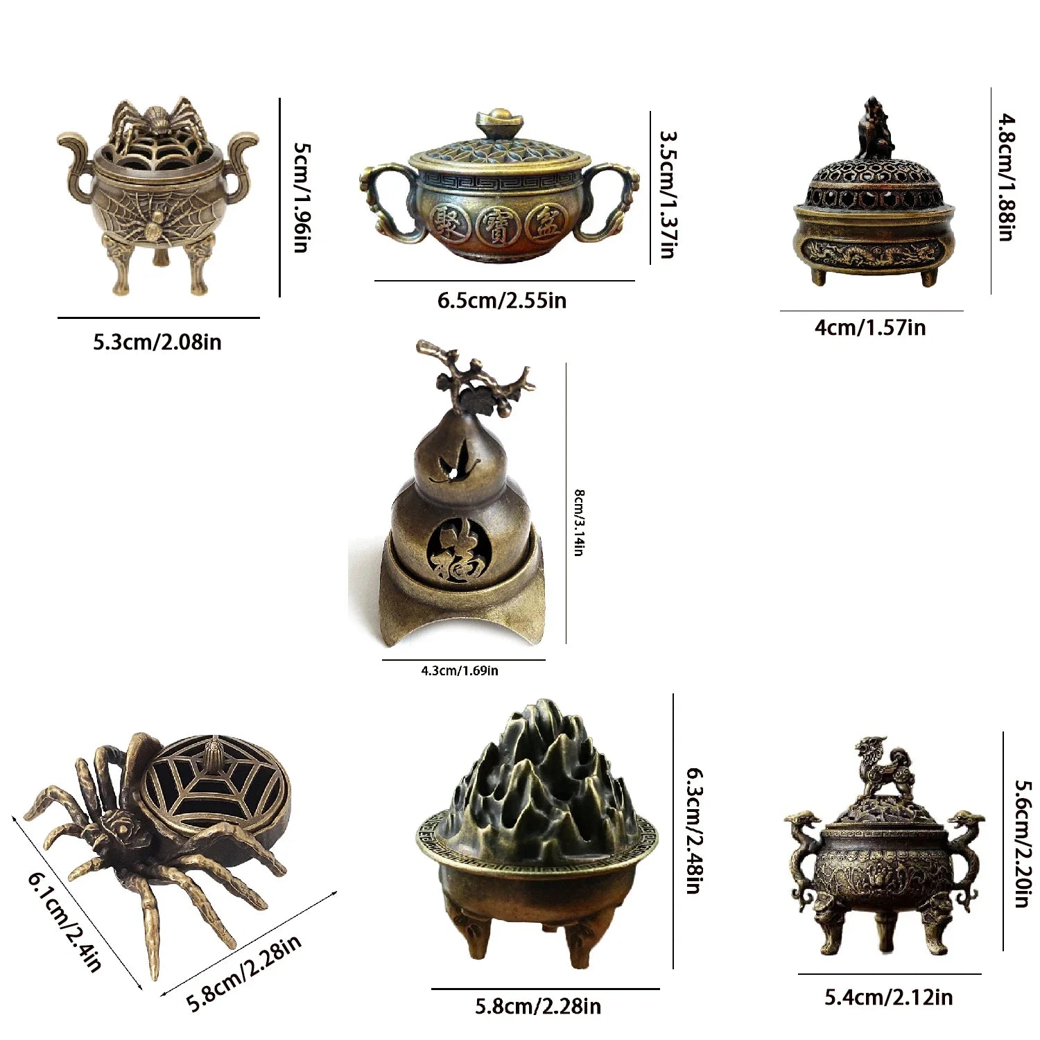 Metal Incense Burner Ornaments | Zen Sandalwood Tower Incense Holder for Home
