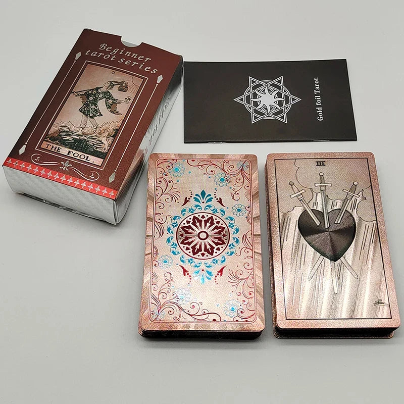 New Version Plastic Tarot Rider Waite Waterproof Gold Foil Tarot Deck With Nice PVC Package Prediction Cards Game