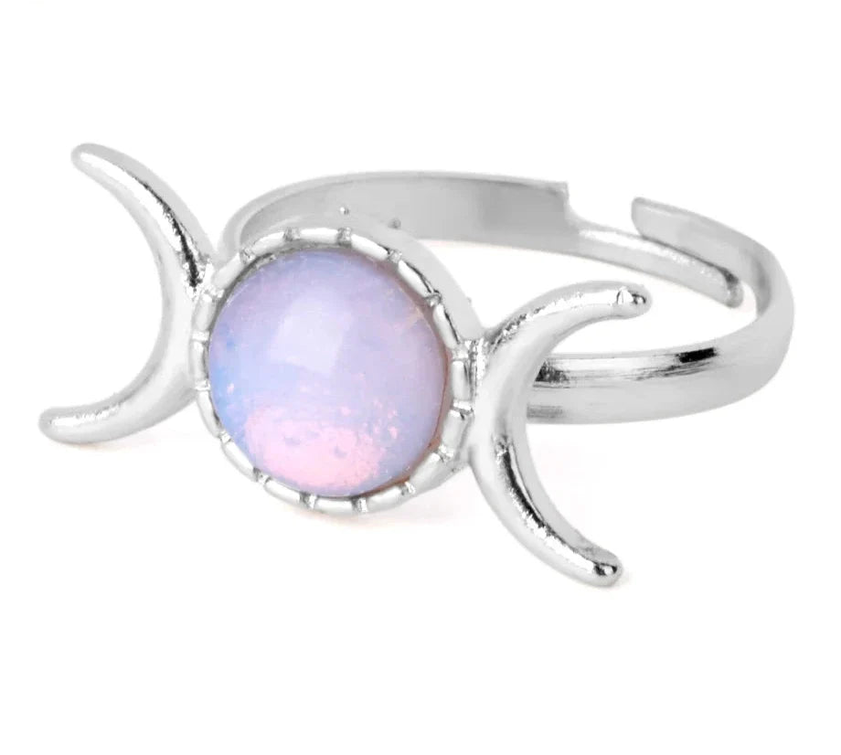 Crystal Triple Moon Rings