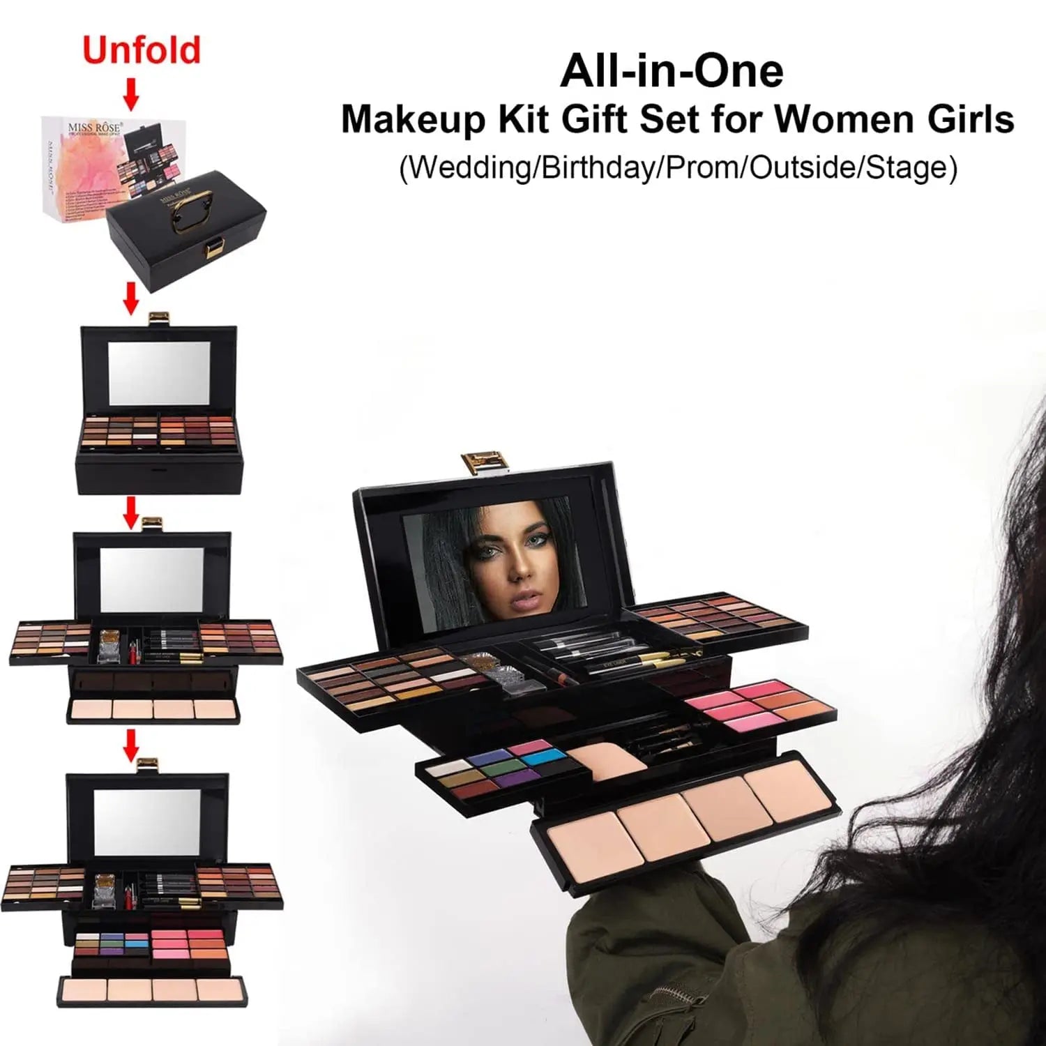 58 Professional Makeup Kit With Eyeshadow Blusher Concealer Mirror