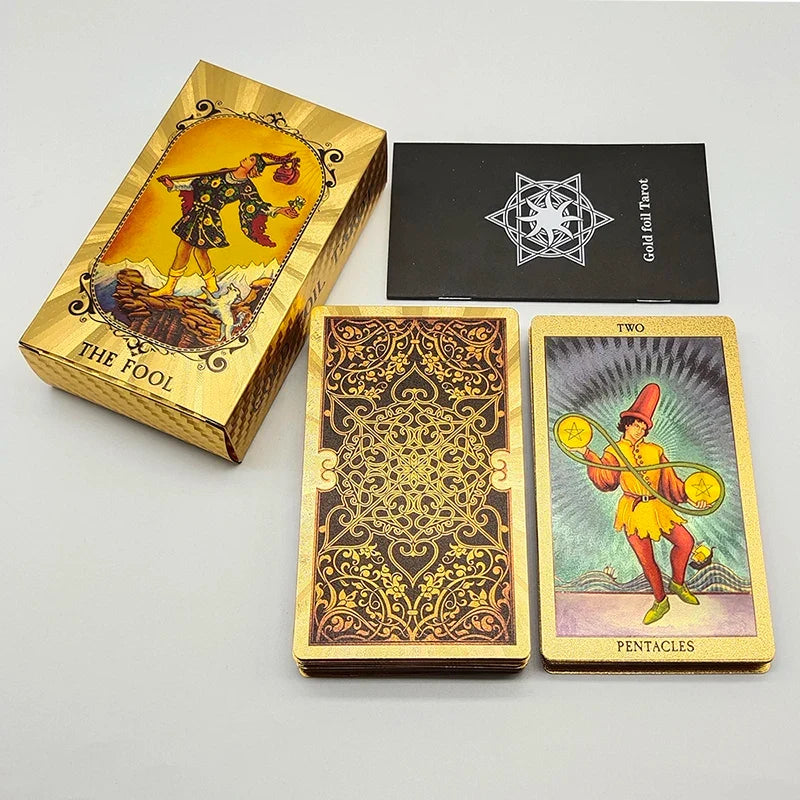 New Version Plastic Tarot Rider Waite Waterproof Gold Foil Tarot Deck With Nice PVC Package Prediction Cards Game