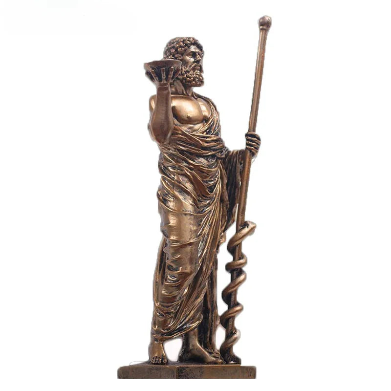 Greek Medical God Sculpture Asclepius Medicine Statue for Home Desktop Decoration Indoor Ornaments Sculptural Home Decor Gift
