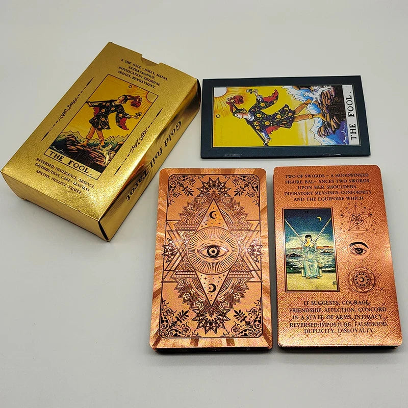 New Version Plastic Tarot Rider Waite Waterproof Gold Foil Tarot Deck With Nice PVC Package Prediction Cards Game