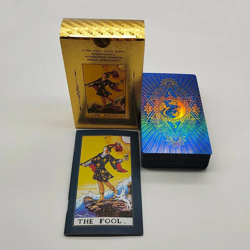 New Version Plastic Tarot Rider Waite Waterproof Gold Foil Tarot Deck With Nice PVC Package Prediction Cards Game