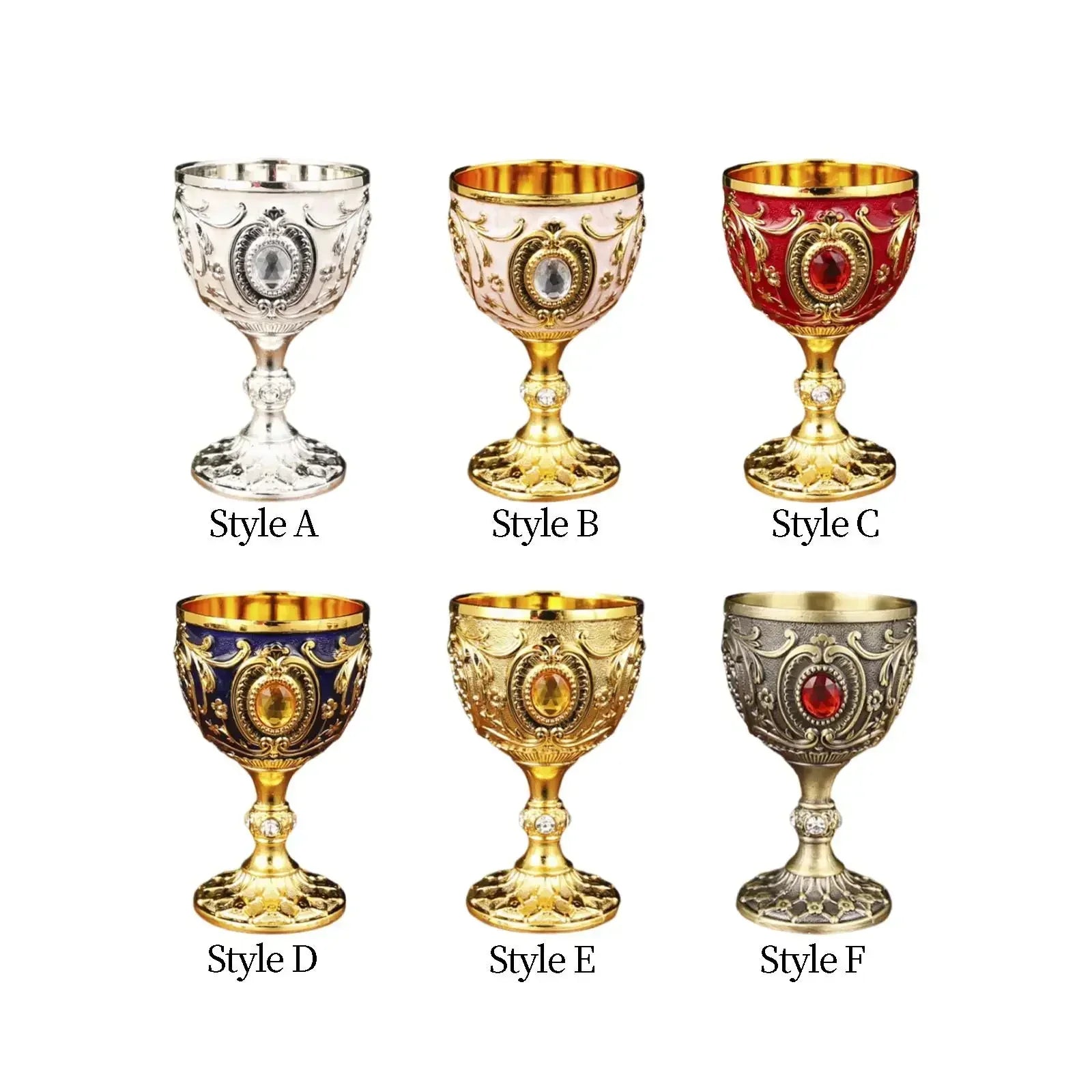 1Pc 30ml Light Luxury Goblet Embossed Wine Drink Cup Retro White Wine Chalice Communion Party Household Dining Gifts