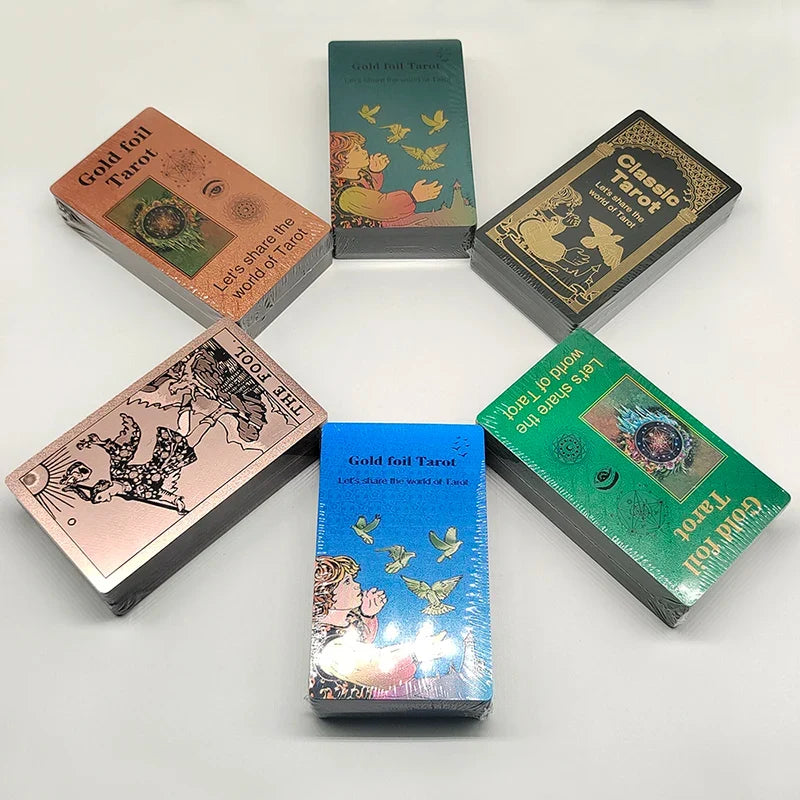 New Version Plastic Tarot Rider Waite Waterproof Gold Foil Tarot Deck With Nice PVC Package Prediction Cards Game