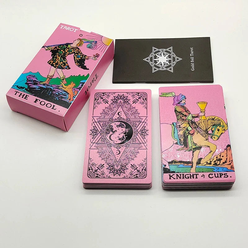 New Version Plastic Tarot Rider Waite Waterproof Gold Foil Tarot Deck With Nice PVC Package Prediction Cards Game
