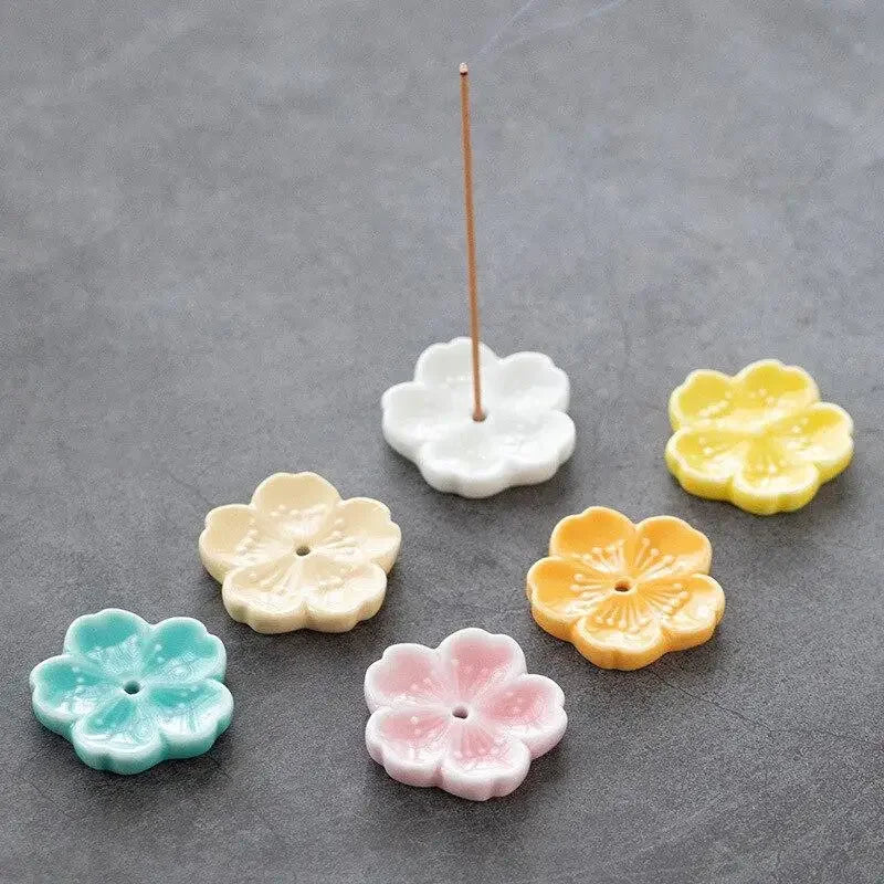 Ceramic Cherry Blossom Incense Burner | Home Decor Stick Holder