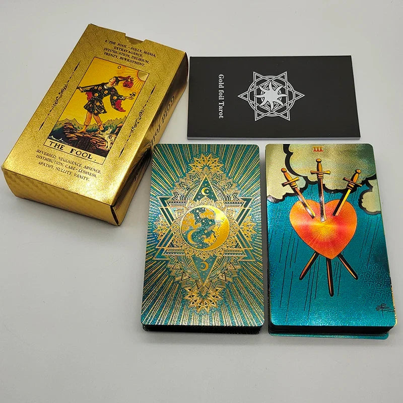 New Version Plastic Tarot Rider Waite Waterproof Gold Foil Tarot Deck With Nice PVC Package Prediction Cards Game