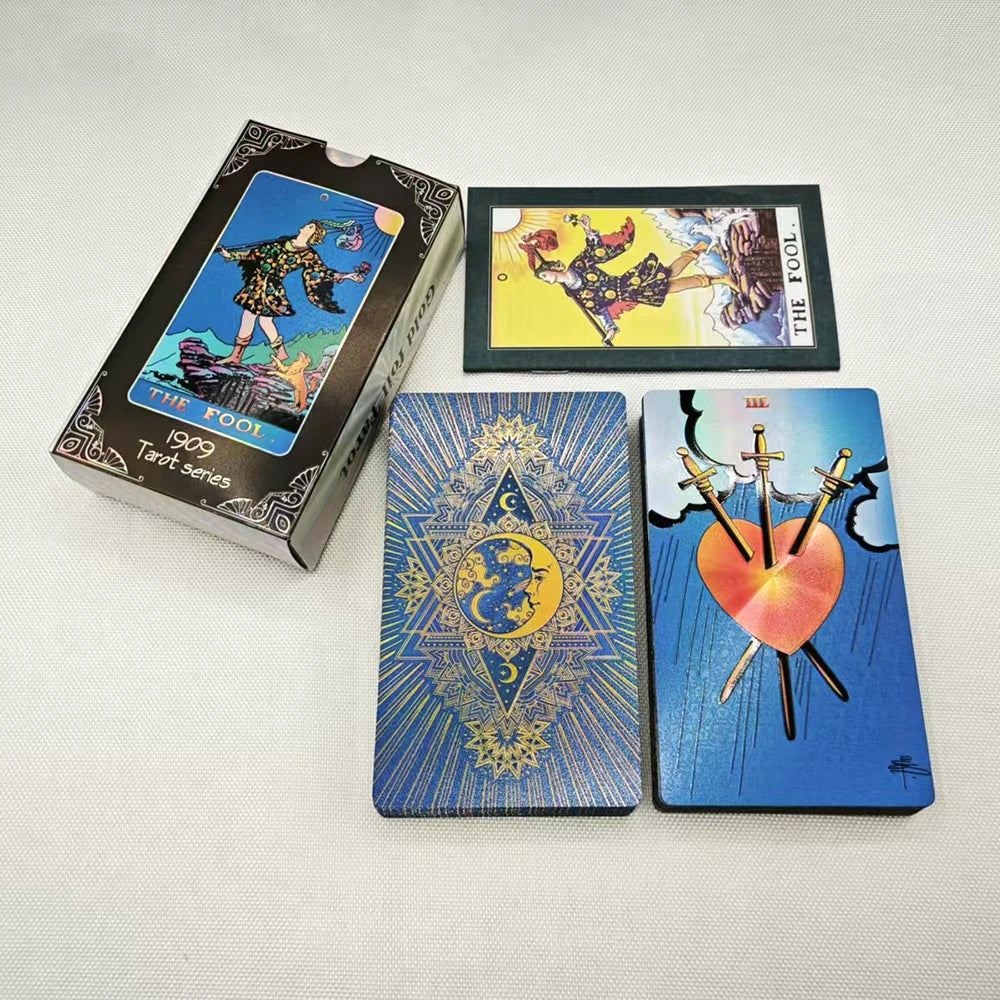 New Version Plastic Tarot Rider Waite Waterproof Gold Foil Tarot Deck With Nice PVC Package Prediction Cards Game