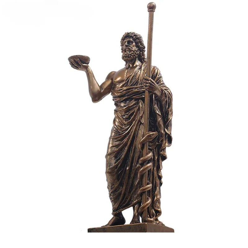 Greek Medical God Sculpture Asclepius Medicine Statue for Home Desktop Decoration Indoor Ornaments Sculptural Home Decor Gift