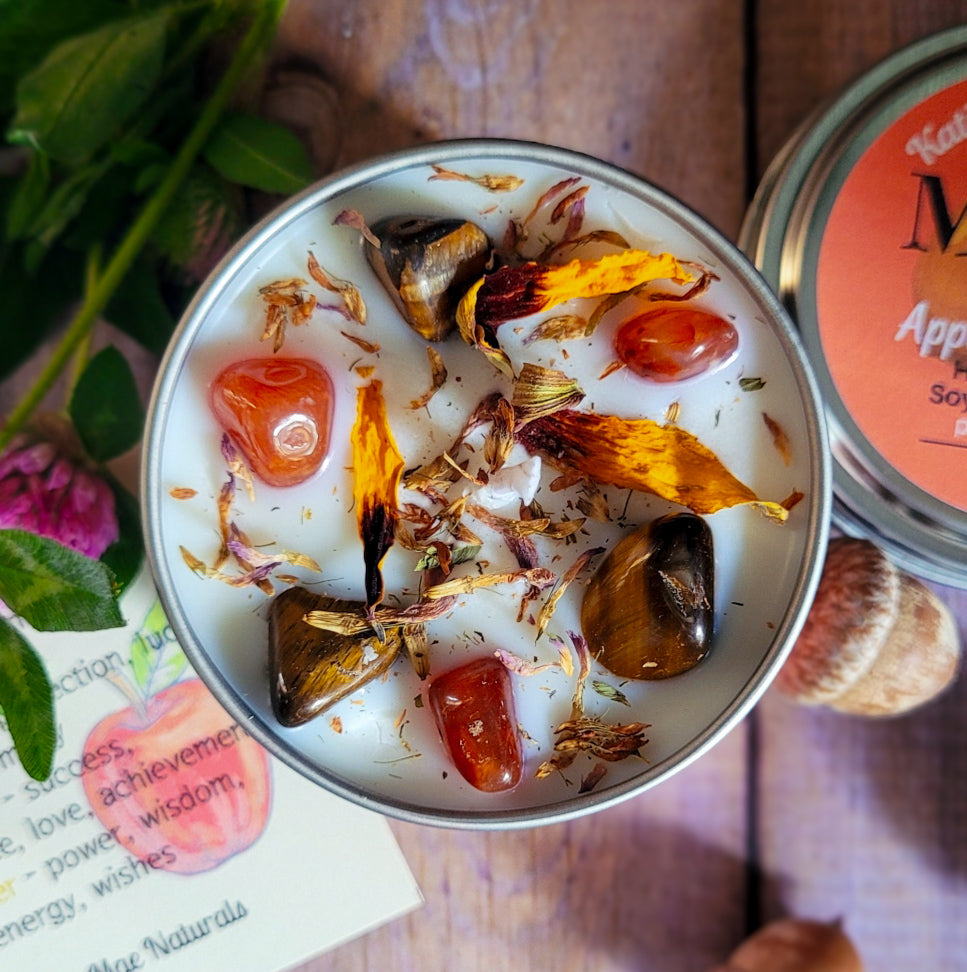 Mabon Ritual Candle – Apple & Oak Soy Candle for Autumn Equinox, Gratitude & Grounding