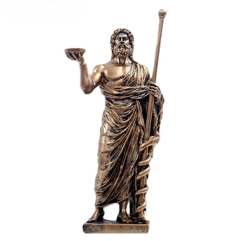 Greek Medical God Sculpture Asclepius Medicine Statue for Home Desktop Decoration Indoor Ornaments Sculptural Home Decor Gift