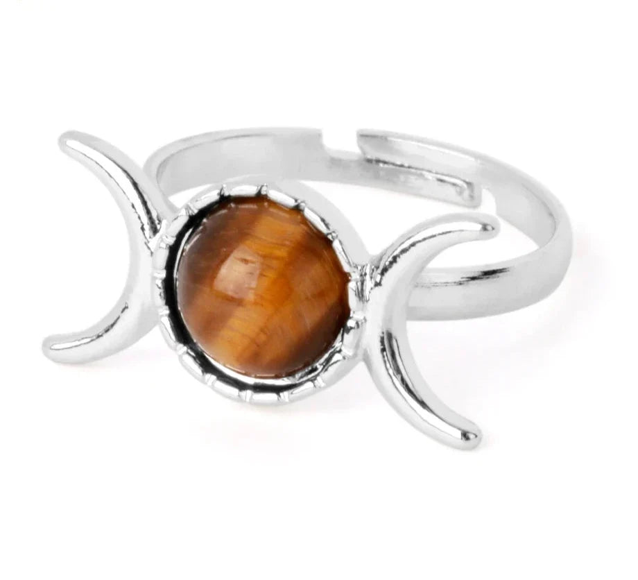 Crystal Triple Moon Rings