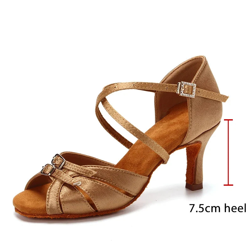 Women Ballroom Latin Dance Shoes Adjustable Modern Pole Dance Shoes Salsa Tango Hot High Heel Latin Shoes For Girls Ladies