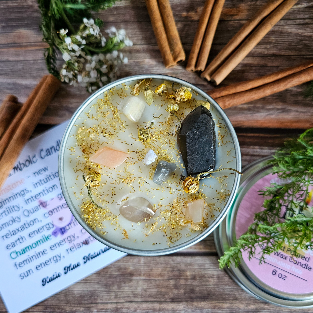 Imbolc Ritual Candle – Cinnamon Spice Soy Candle for Renewal, Cleansing & New Beginnings