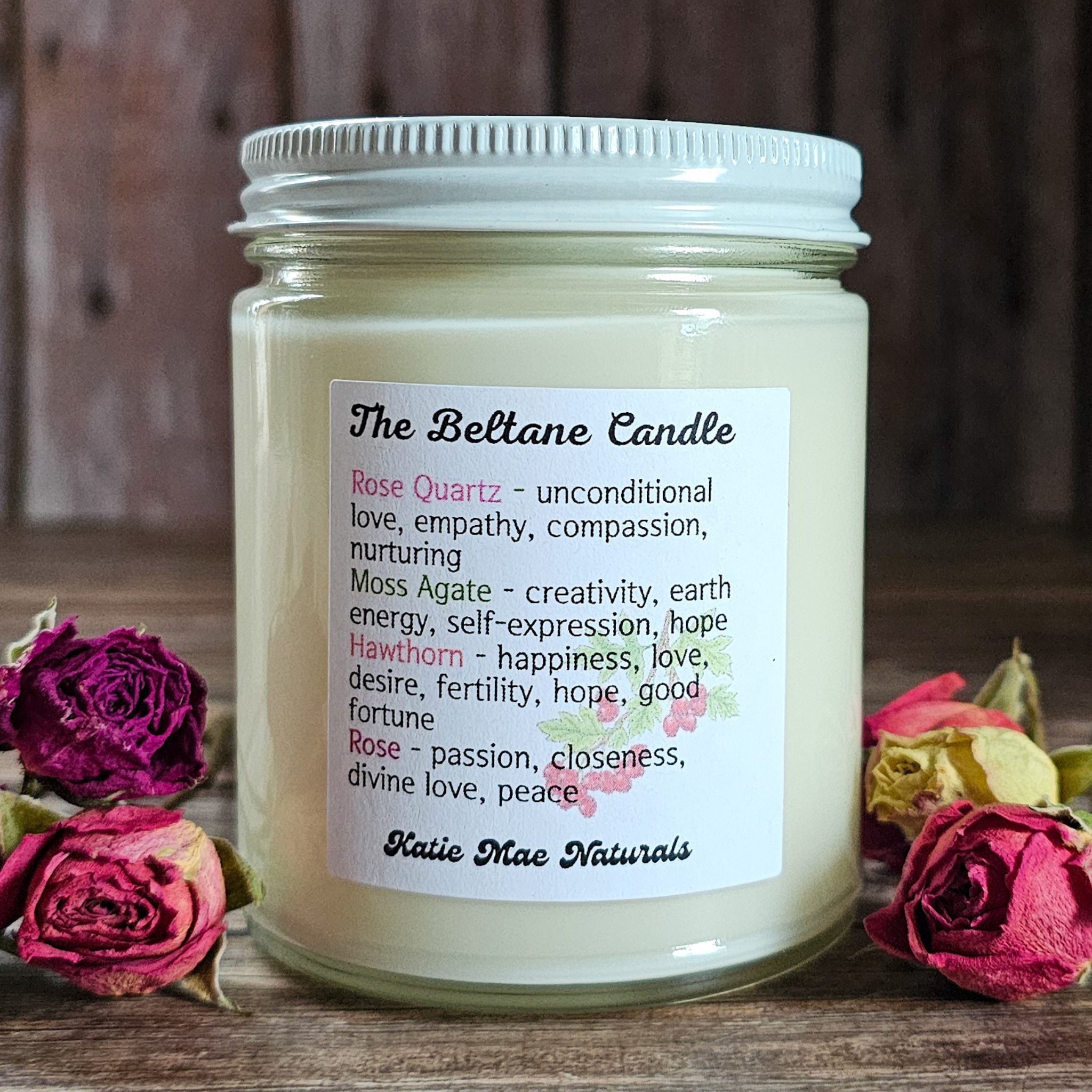 Beltane Ritual Candle – Honey Vanilla Floral Soy Candle for Passion, Love & Spring Renewal