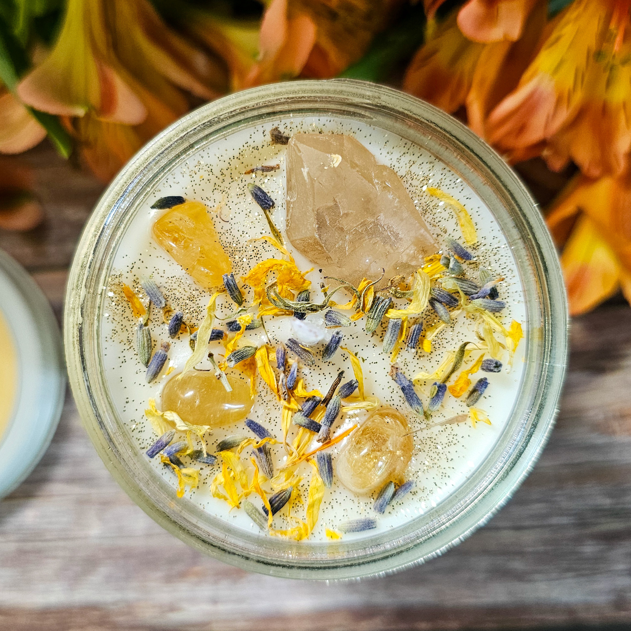Litha Ritual Candle – Floral Summer Solstice Soy Candle for Sun Energy, Joy & Seasonal Celebration