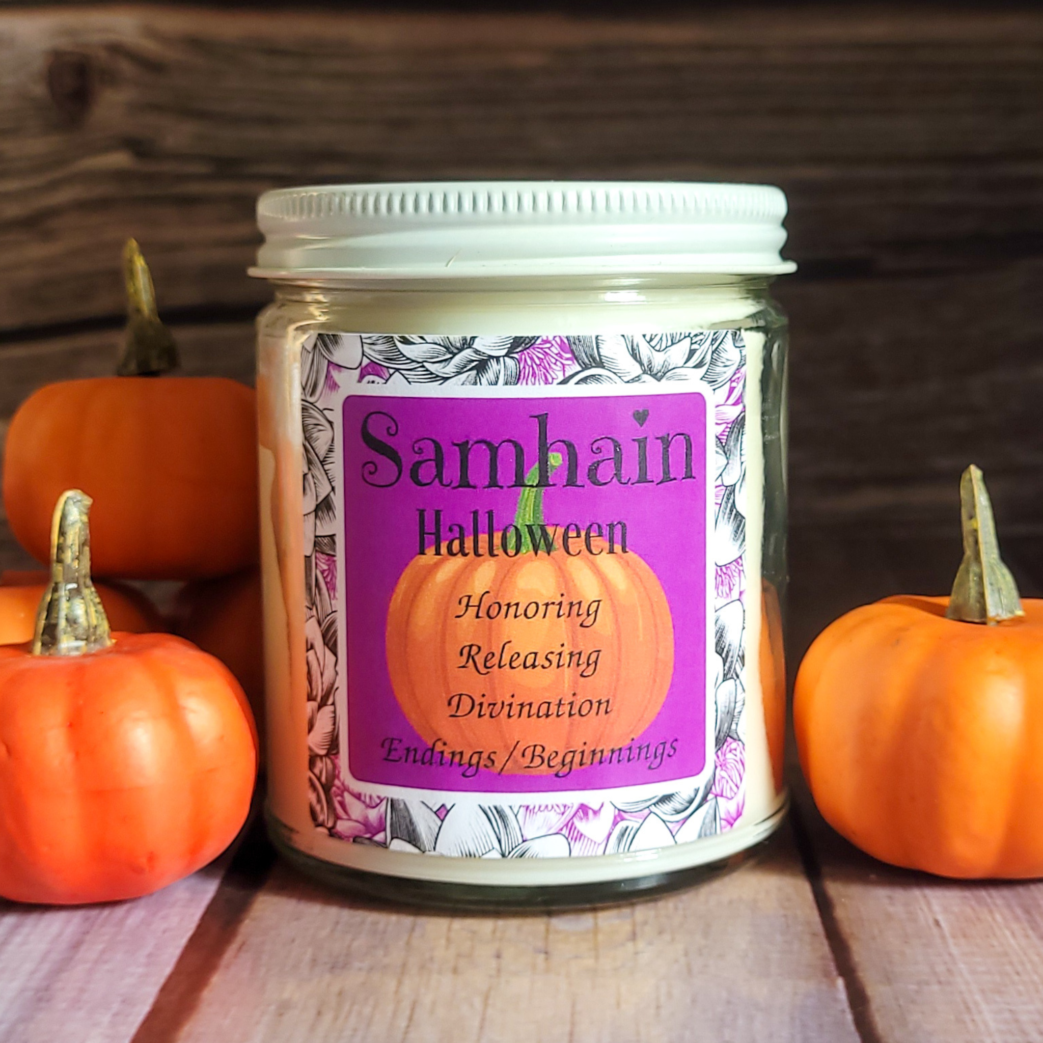Samhain Ritual Candle – Pumpkin Spice Soy Candle for Protection, Reflection & Autumn Rituals