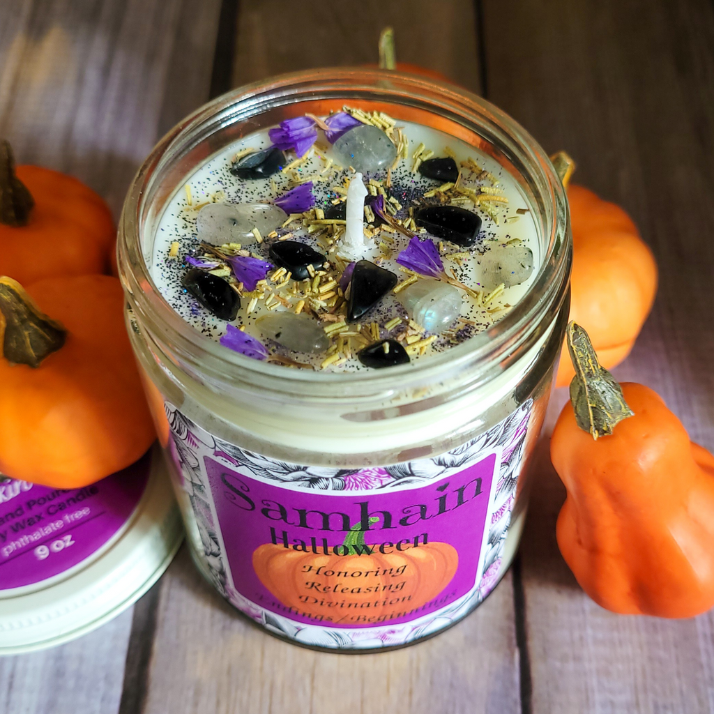 Samhain Ritual Candle – Pumpkin Spice Soy Candle for Protection, Reflection & Autumn Rituals