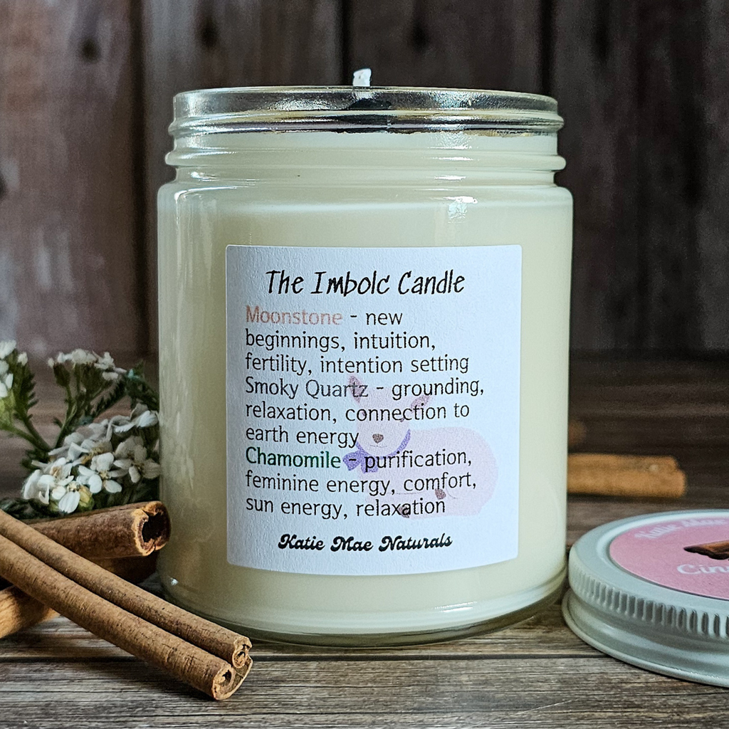 Imbolc Ritual Candle – Cinnamon Spice Soy Candle for Renewal, Cleansing & New Beginnings