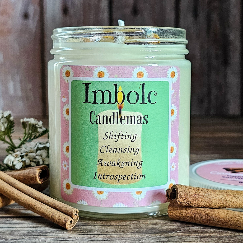 Imbolc Ritual Candle – Cinnamon Spice Soy Candle for Renewal, Cleansing & New Beginnings
