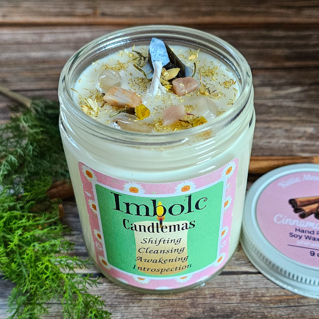 Imbolc Ritual Candle – Cinnamon Spice Soy Candle for Renewal, Cleansing & New Beginnings