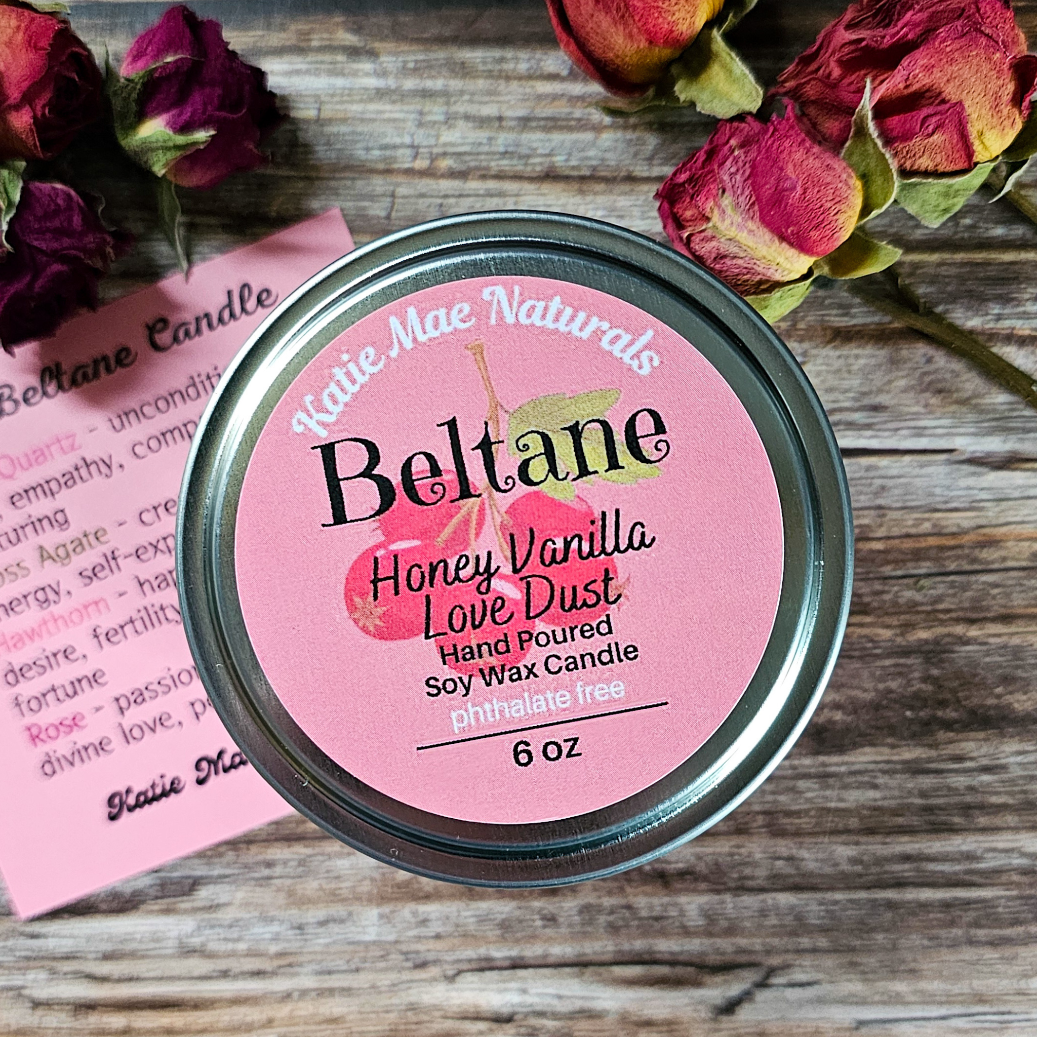 Beltane Ritual Candle – Honey Vanilla Floral Soy Candle for Passion, Love & Spring Renewal