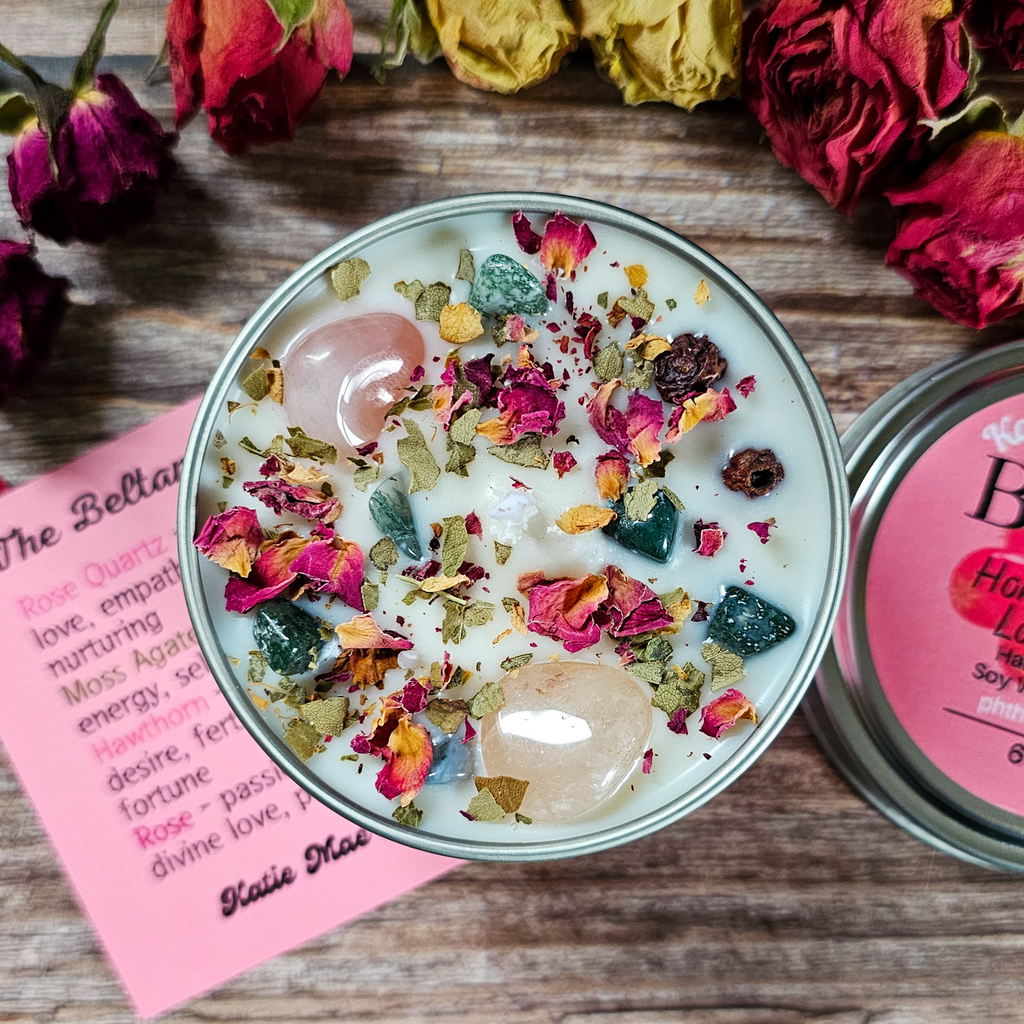Beltane Ritual Candle – Honey Vanilla Floral Soy Candle for Passion, Love & Spring Renewal