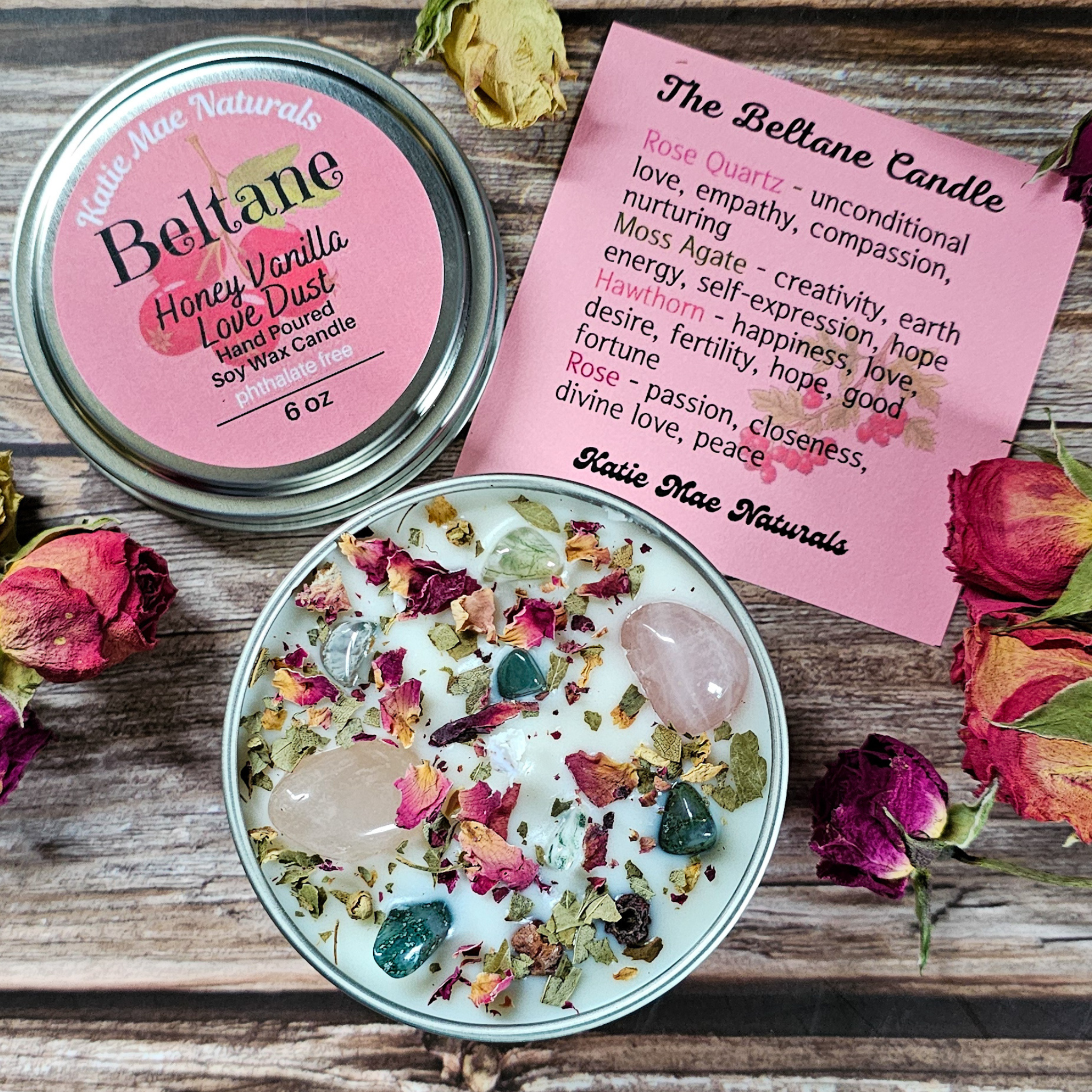 Beltane Ritual Candle – Honey Vanilla Floral Soy Candle for Passion, Love & Spring Renewal