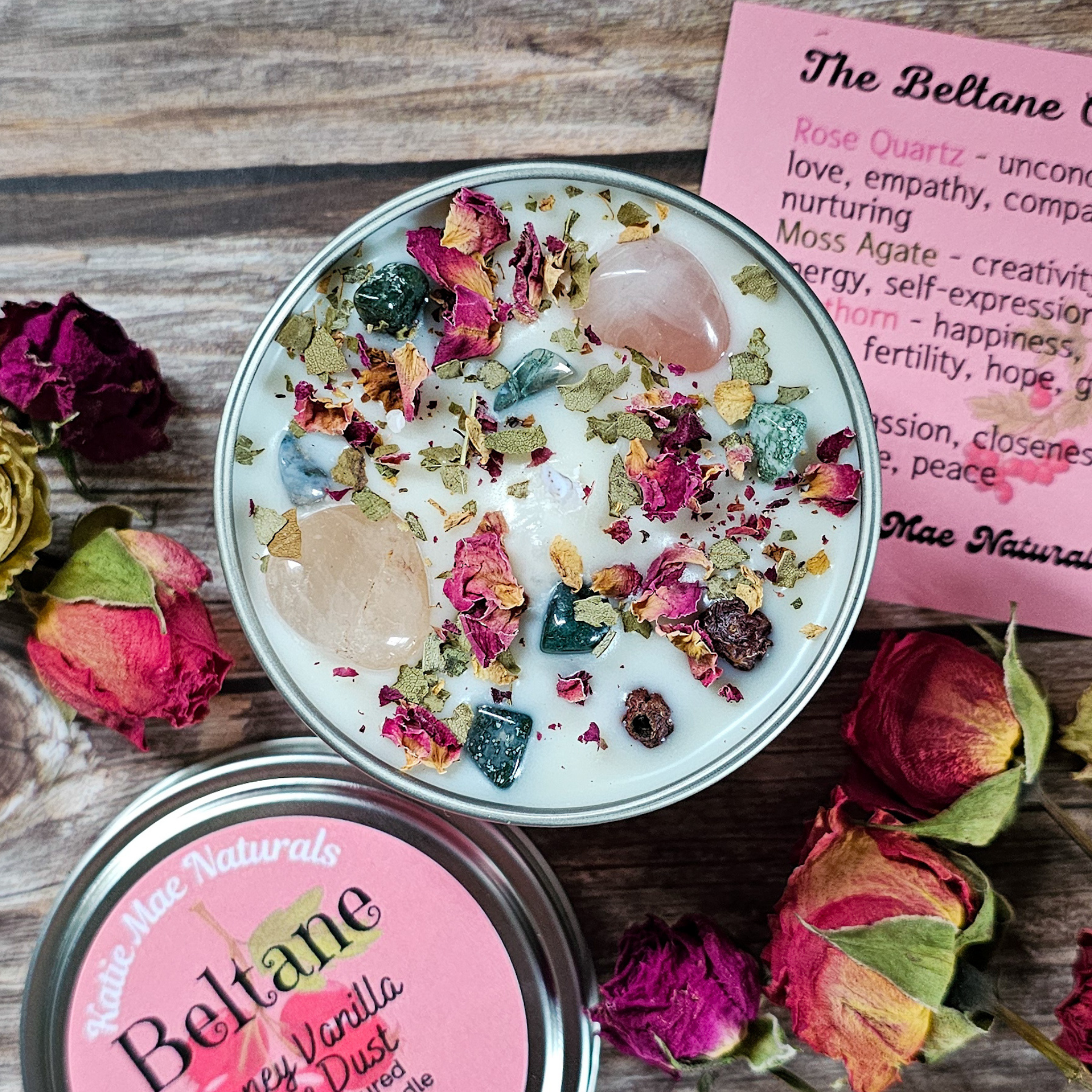 Beltane Ritual Candle – Honey Vanilla Floral Soy Candle for Passion, Love & Spring Renewal
