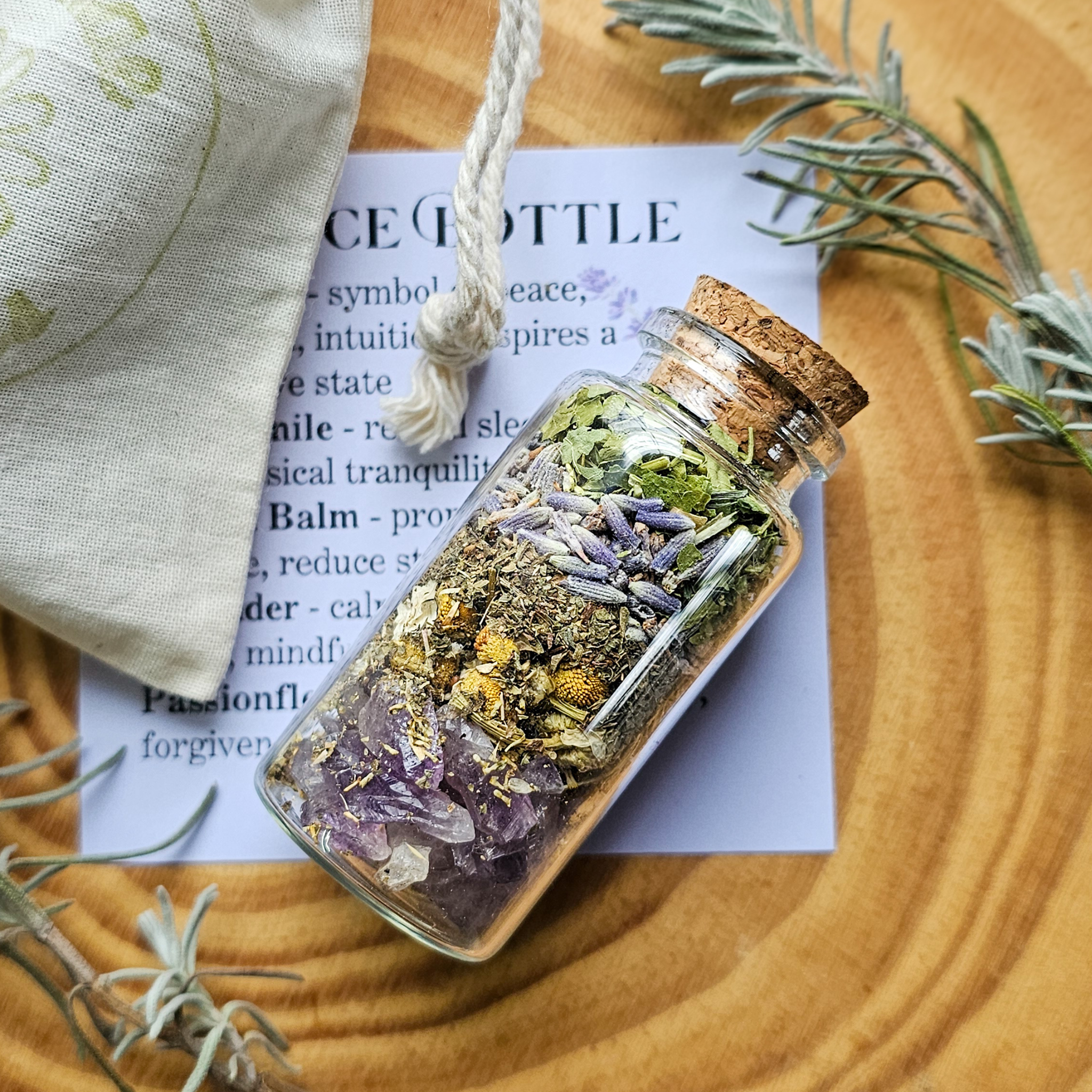 Peace Spell Bottle, Intention Setting for Relaxation and Calm