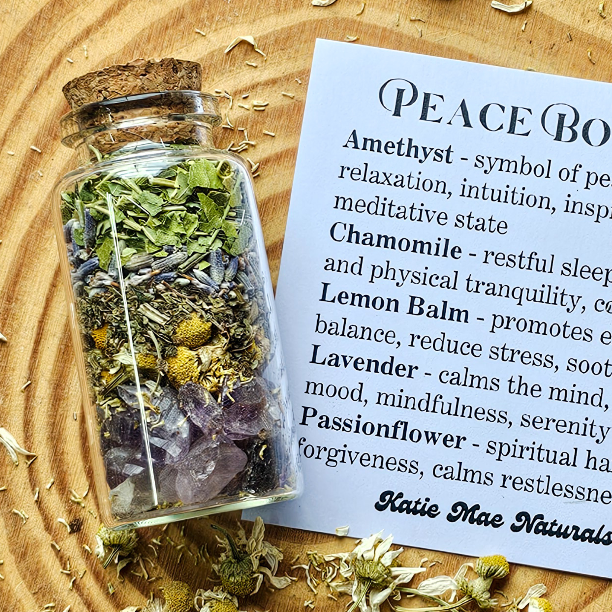 Peace Spell Bottle, Intention Setting for Relaxation and Calm