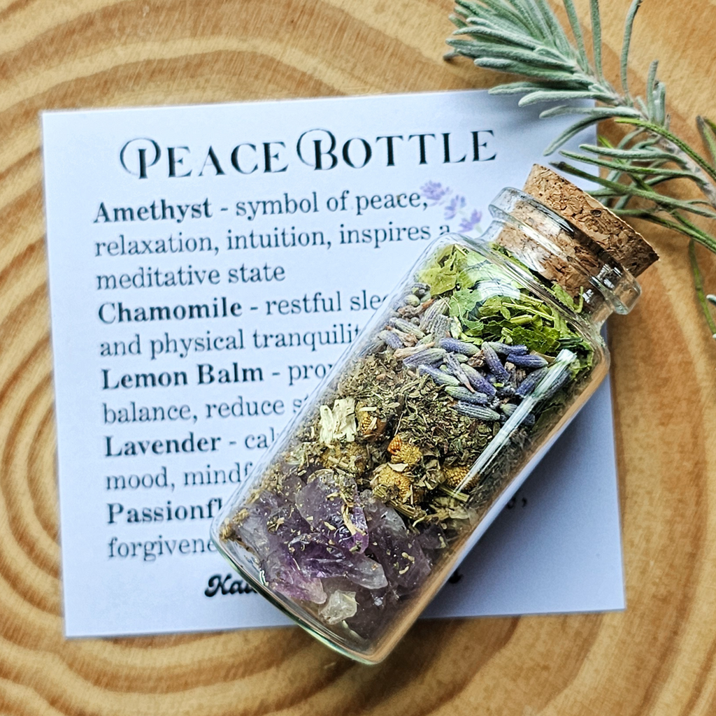 Peace Spell Bottle, Intention Setting for Relaxation and Calm