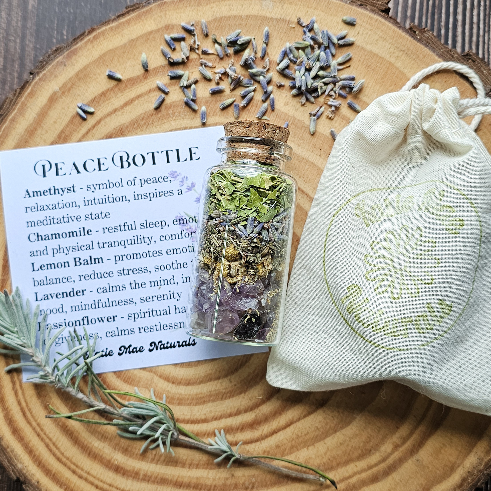 Peace Spell Bottle, Intention Setting for Relaxation and Calm