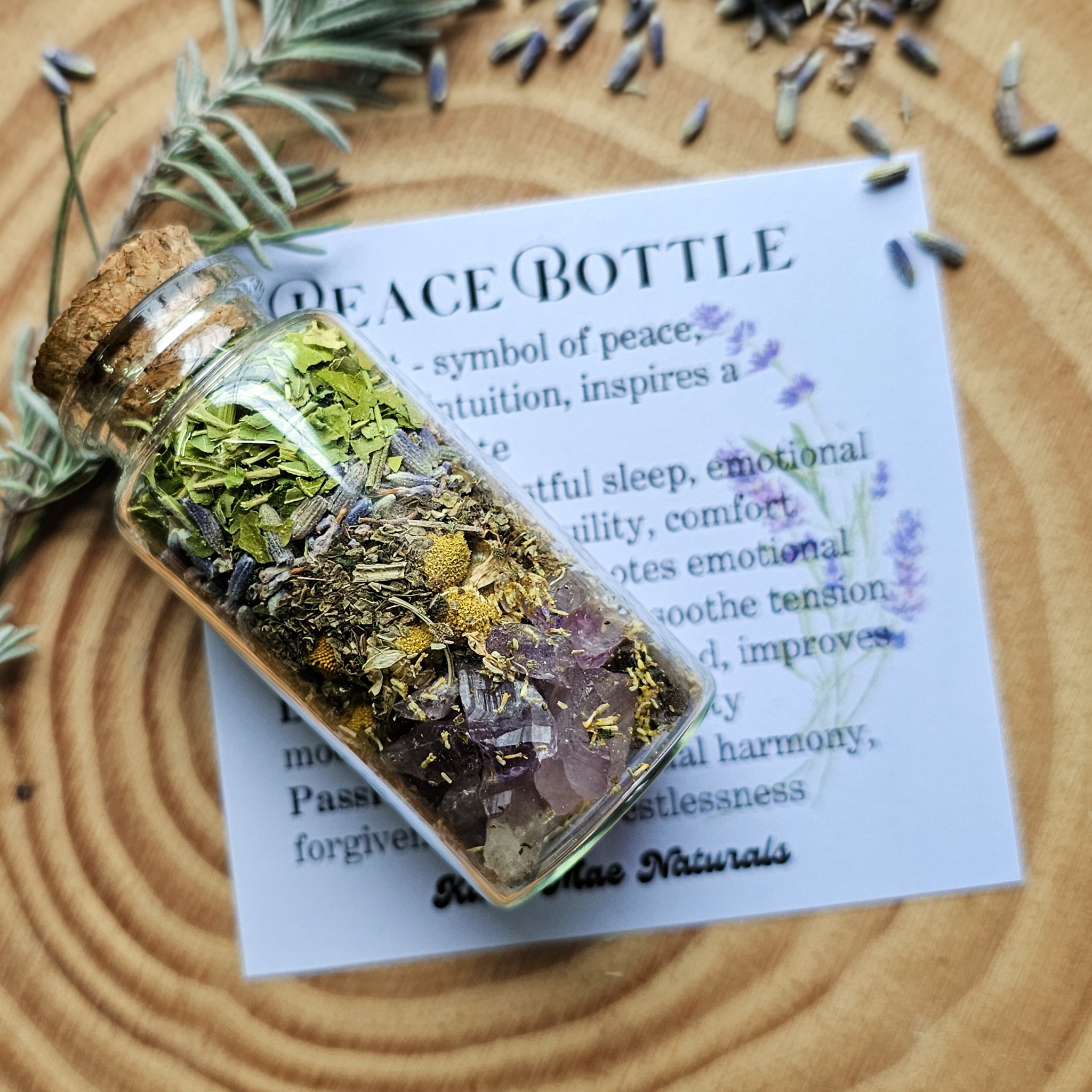 Peace Spell Bottle, Intention Setting for Relaxation and Calm