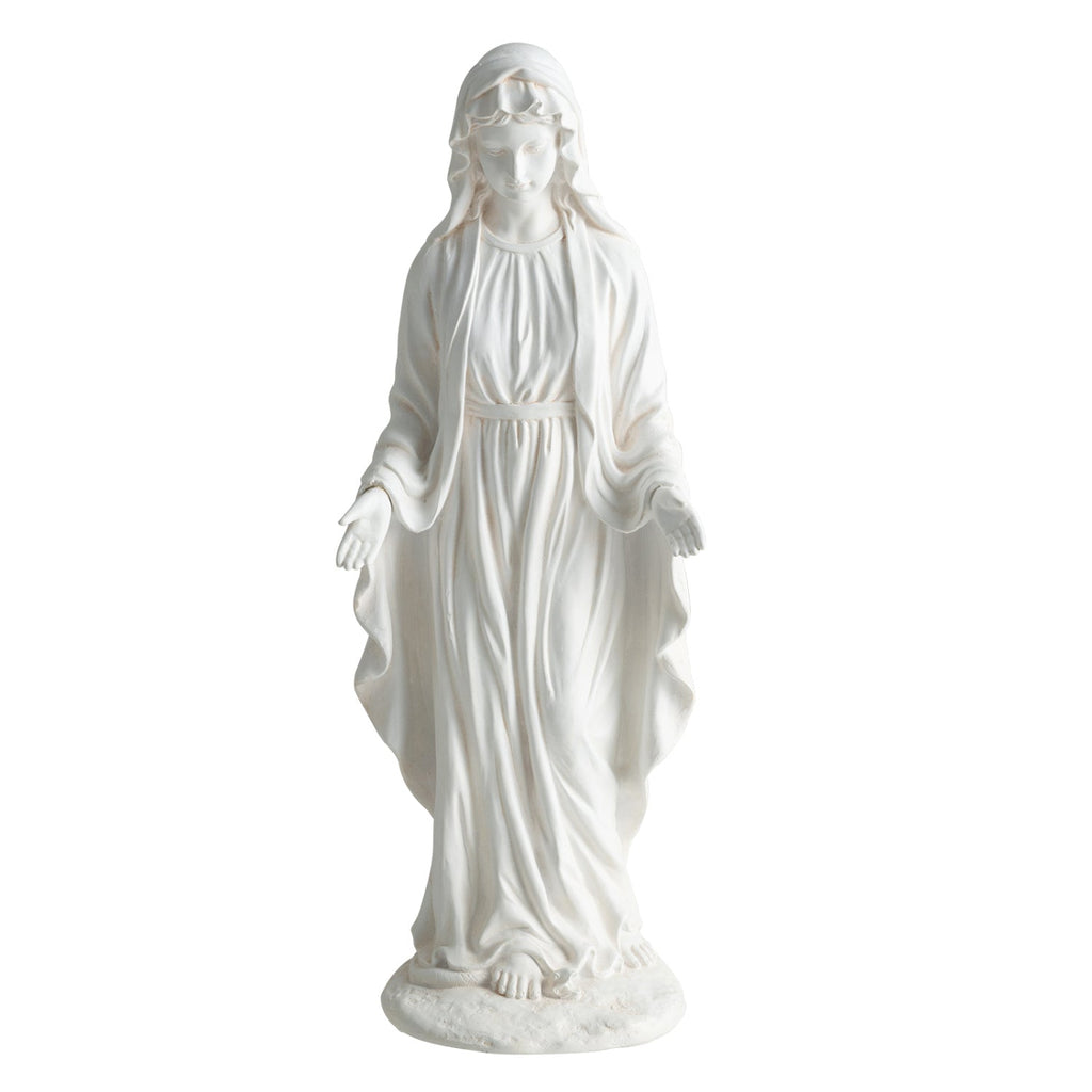 Virgin Mary Statue 29.5 inch Tall Outdoor Religious Sculpture with Aged Finish