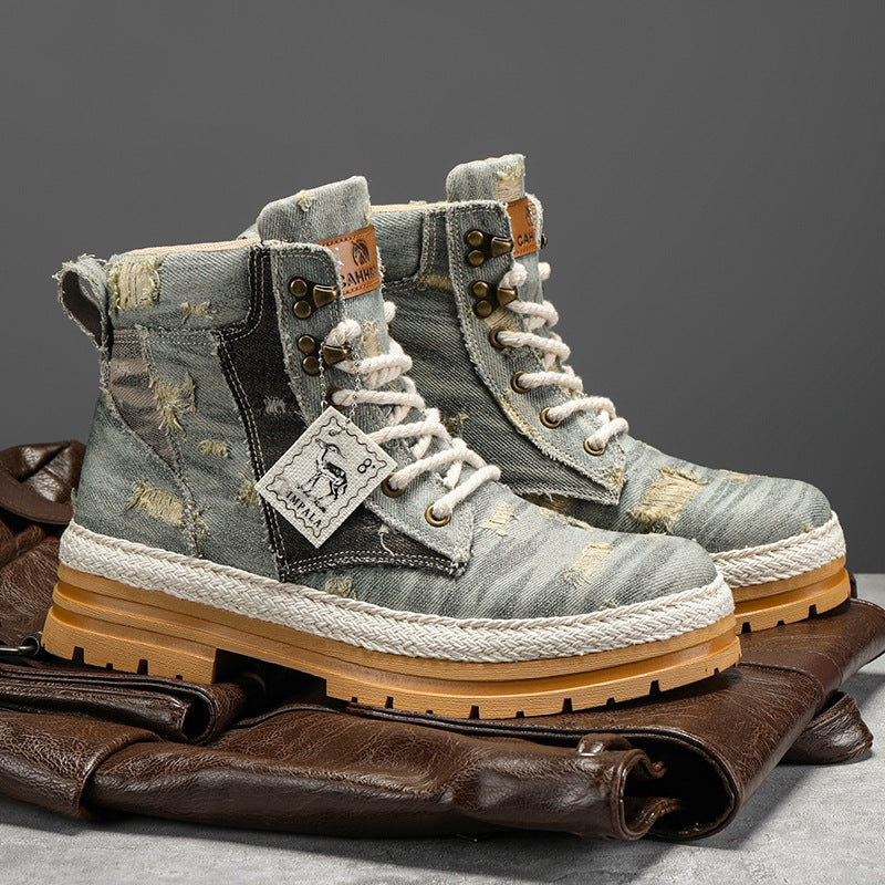 Men's High-top Boots Autumn Denim