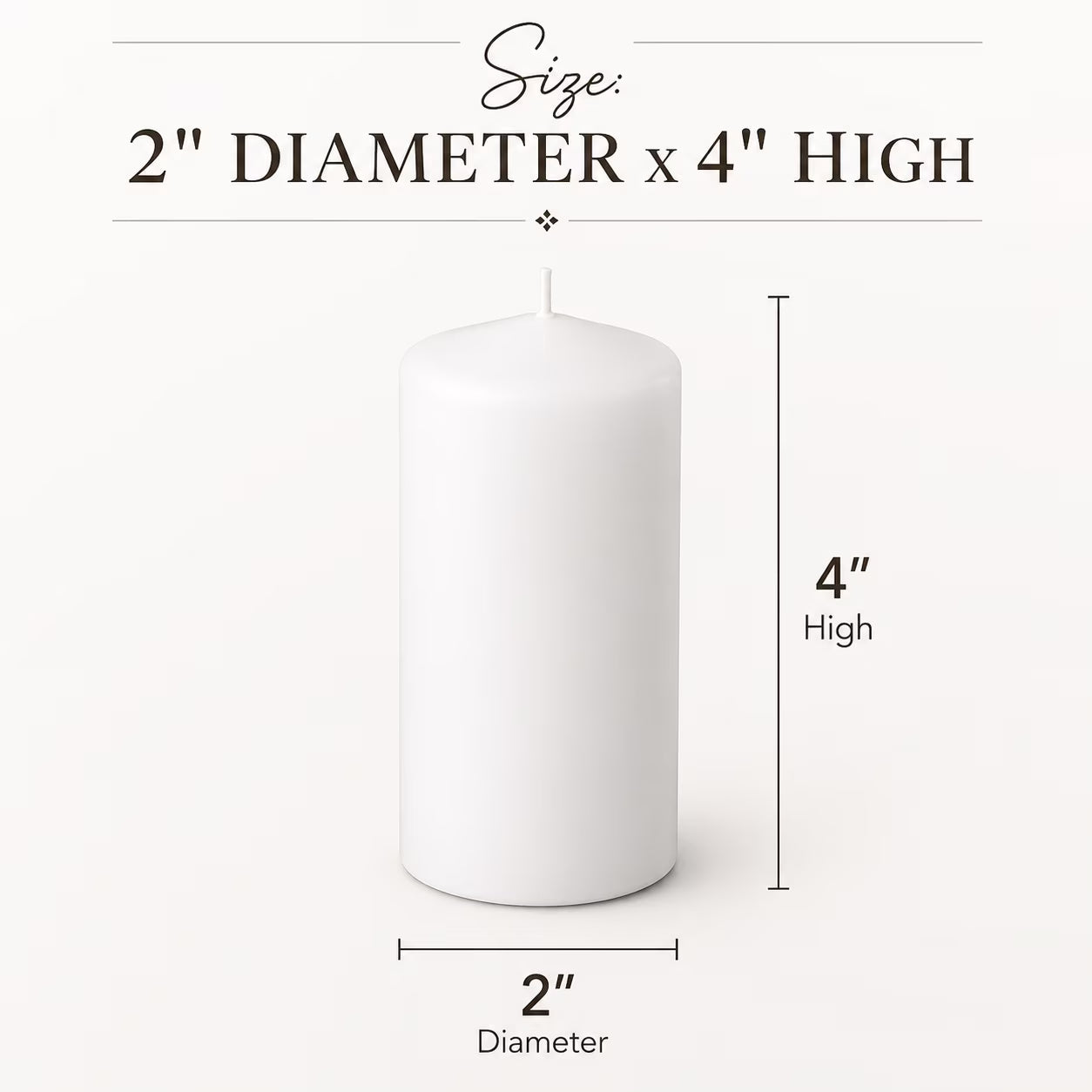 White Pillar Candles - 2" x 4" 4 Pack 25 Hour Burn Time, Dripless & Unscented, European Made