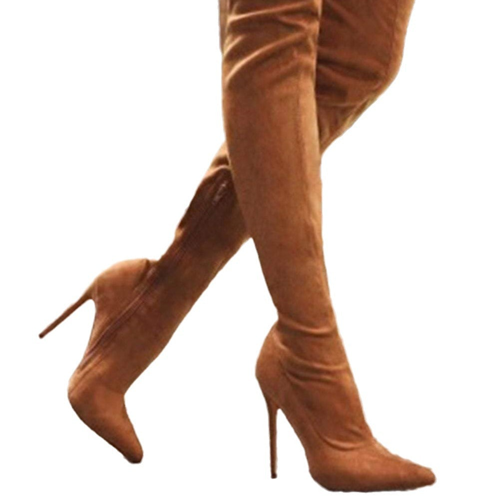 Suede Over-the-knee Stretchy Thigh-high Womens Boots