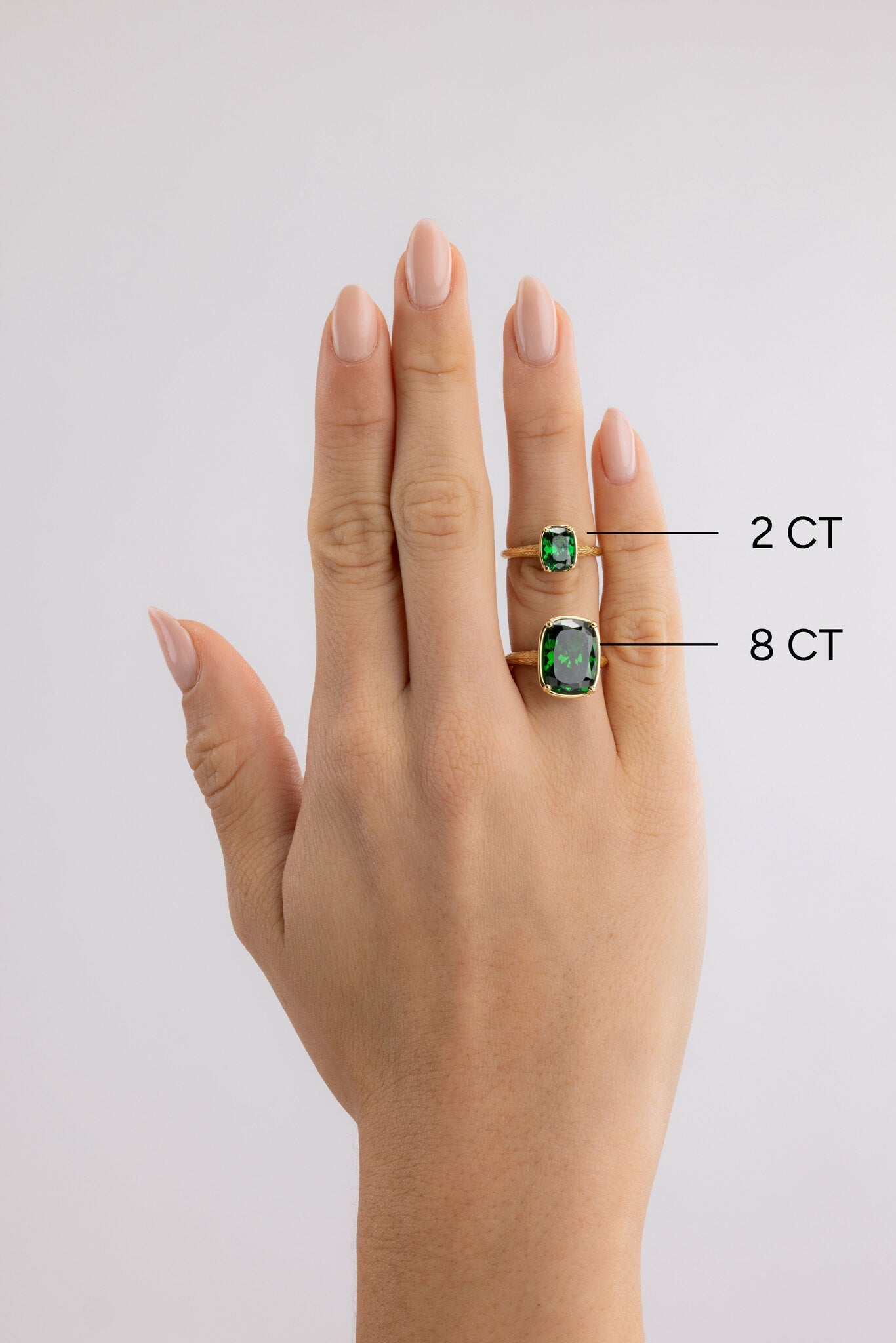 Sterling Silver Elongated Cushion Emerald CZ Cocktail Ring