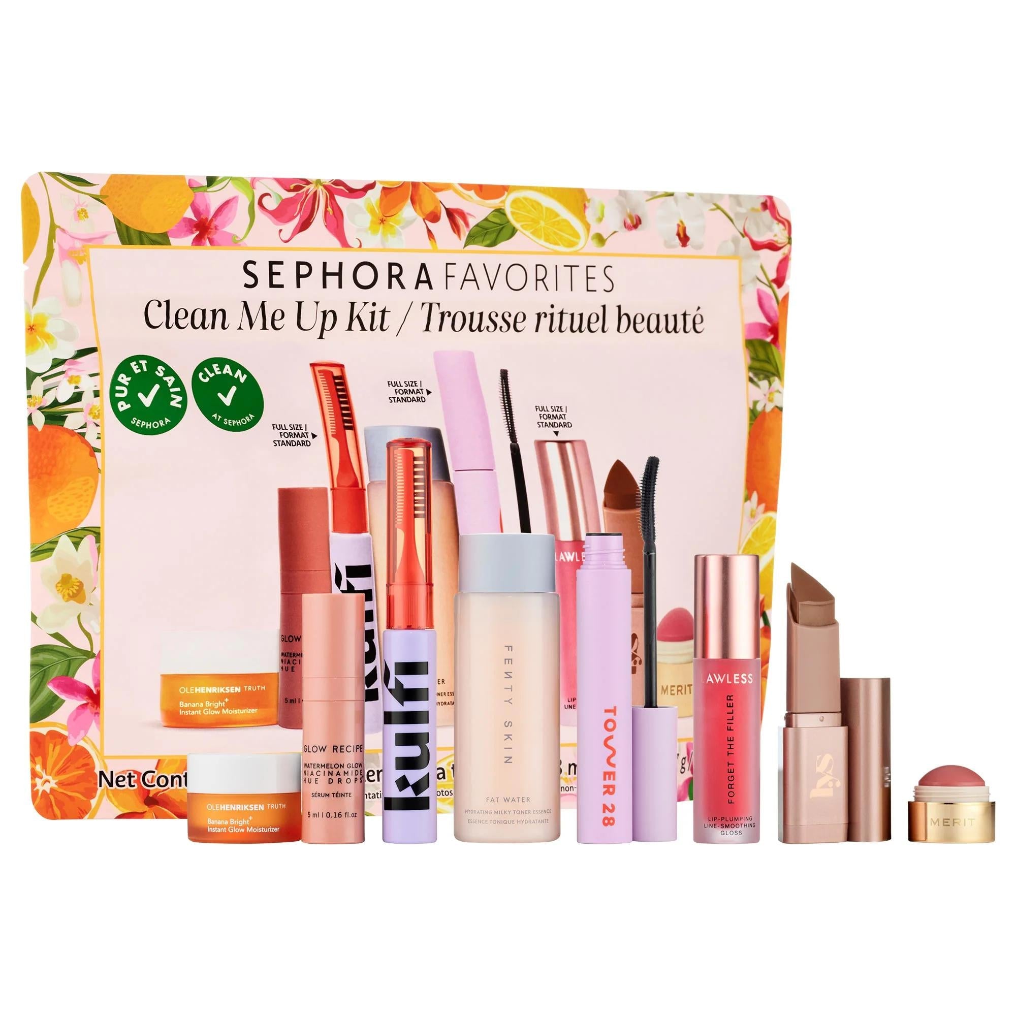 Clean Me Up: Sephora's Clean Beauty Makeup & Skincare Value Set - Glow Recipe, Fenty Beauty, Tower 28 & More. Complete Routine, Radiant Skin