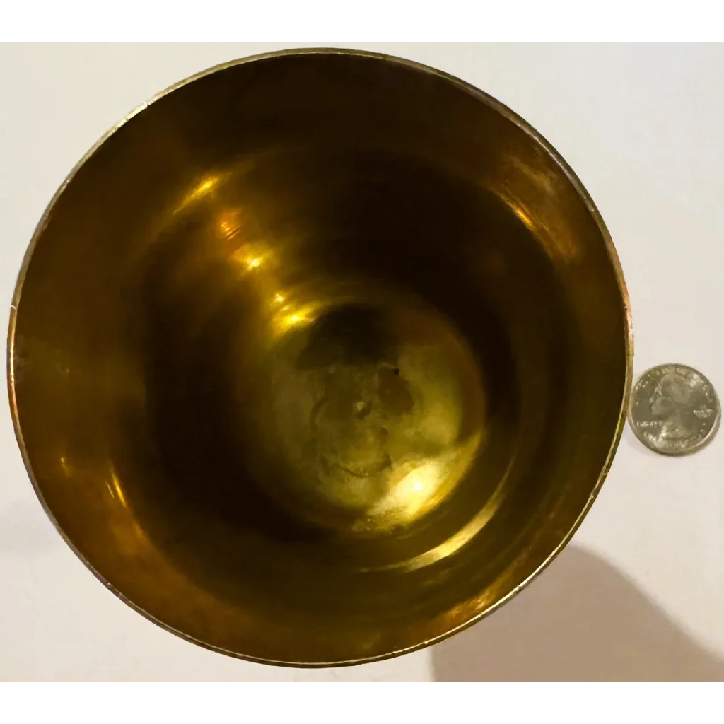 Vintage Etched Brass Goblet Chalice 🏺 Indian Bright-Cut Engraving INDIA Scratch Mark to Base