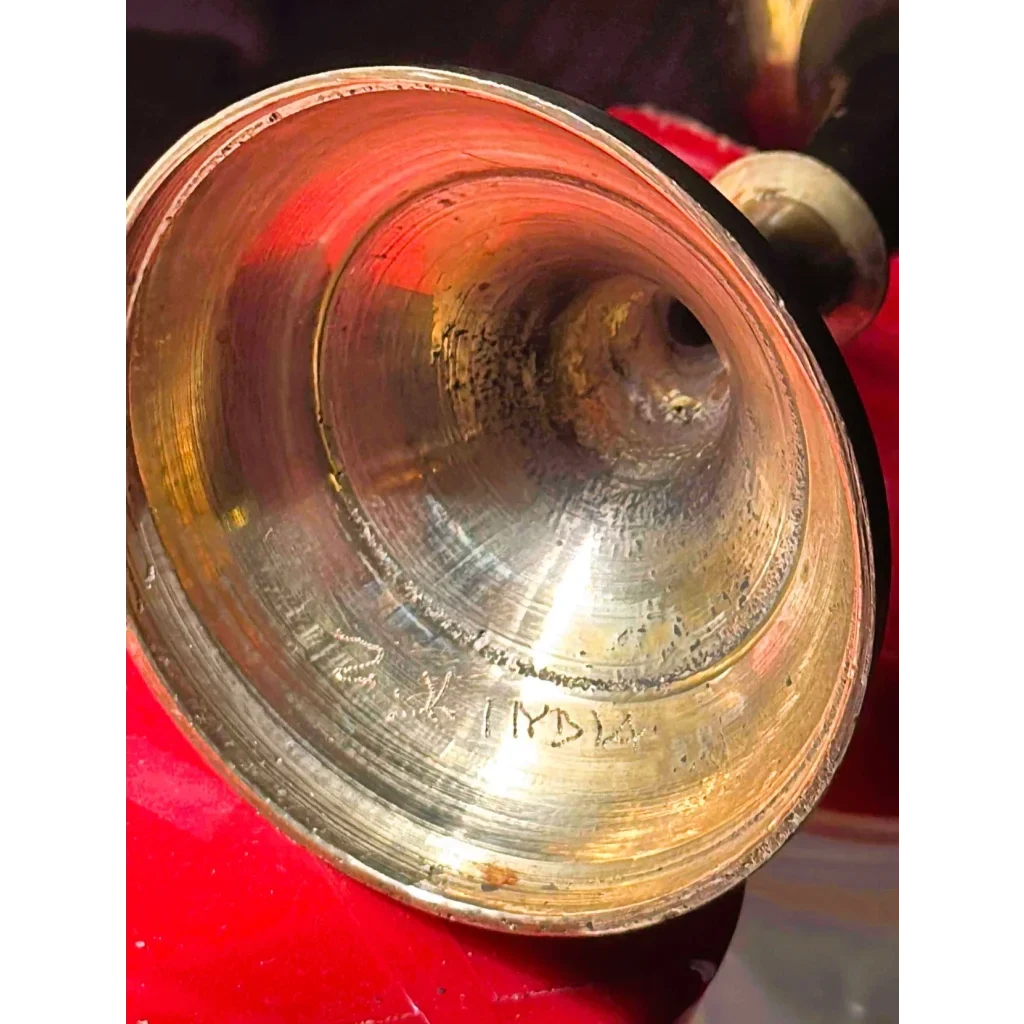 Vintage Etched Brass Goblet Chalice 🏺 Indian Bright-Cut Engraving INDIA Scratch Mark to Base